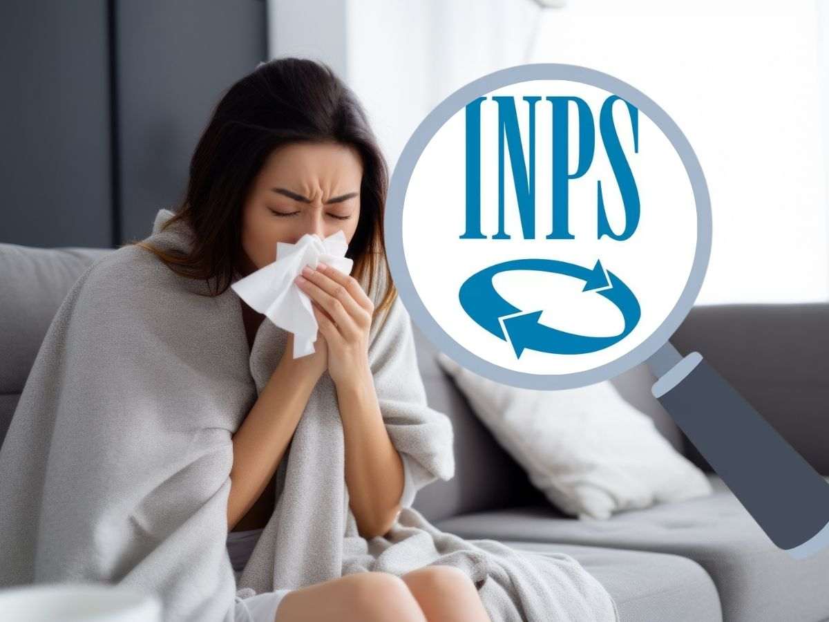 donna malata e logo inps