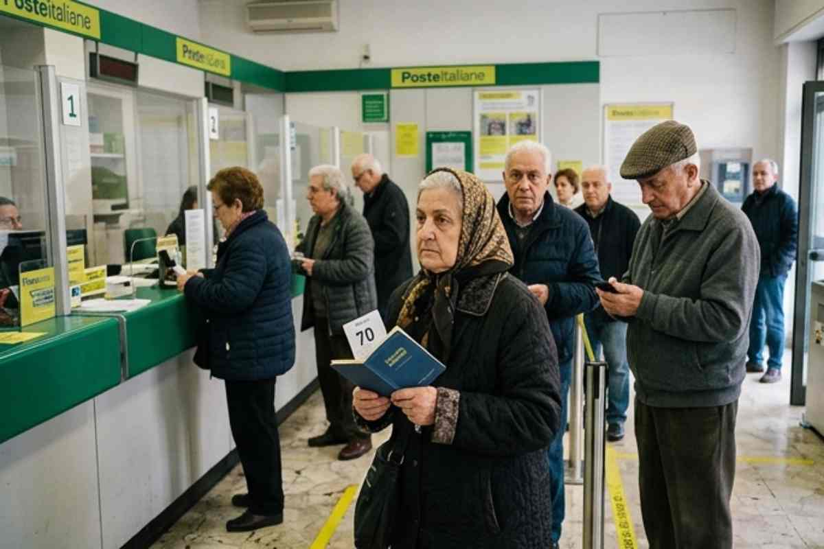 pensionati in fila alle poste