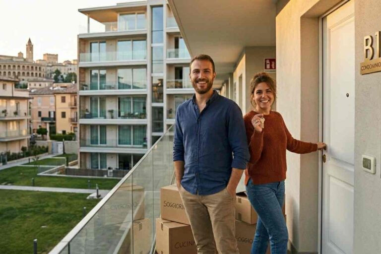 giovane coppia entra nella casa appena acquistata