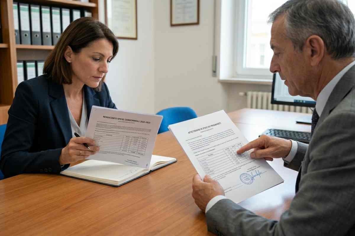 persone consultano verbali assemblee di condominio