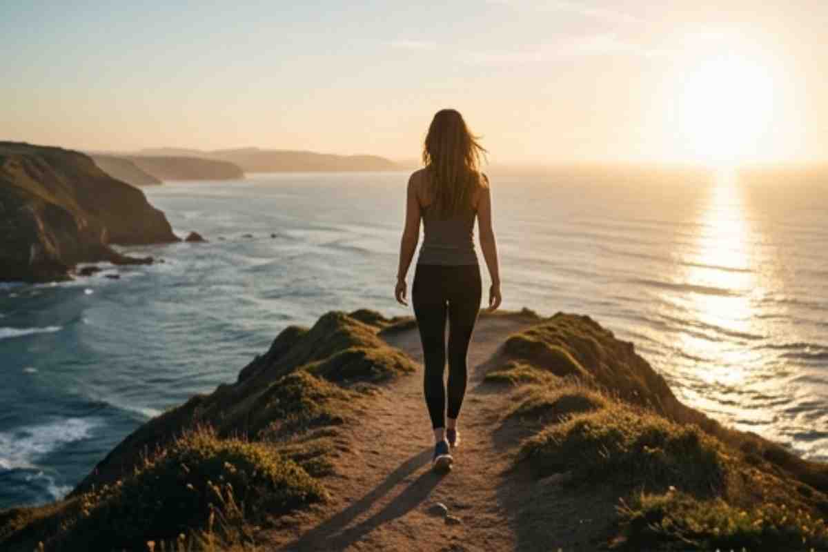 Una ragazza su uno scoglio in riva al mare