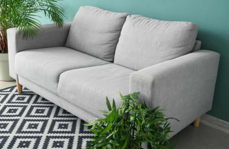 divano grigio in soggiorno