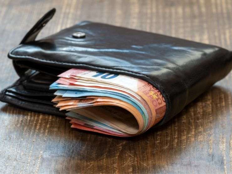 portafoglio pieno di banconote